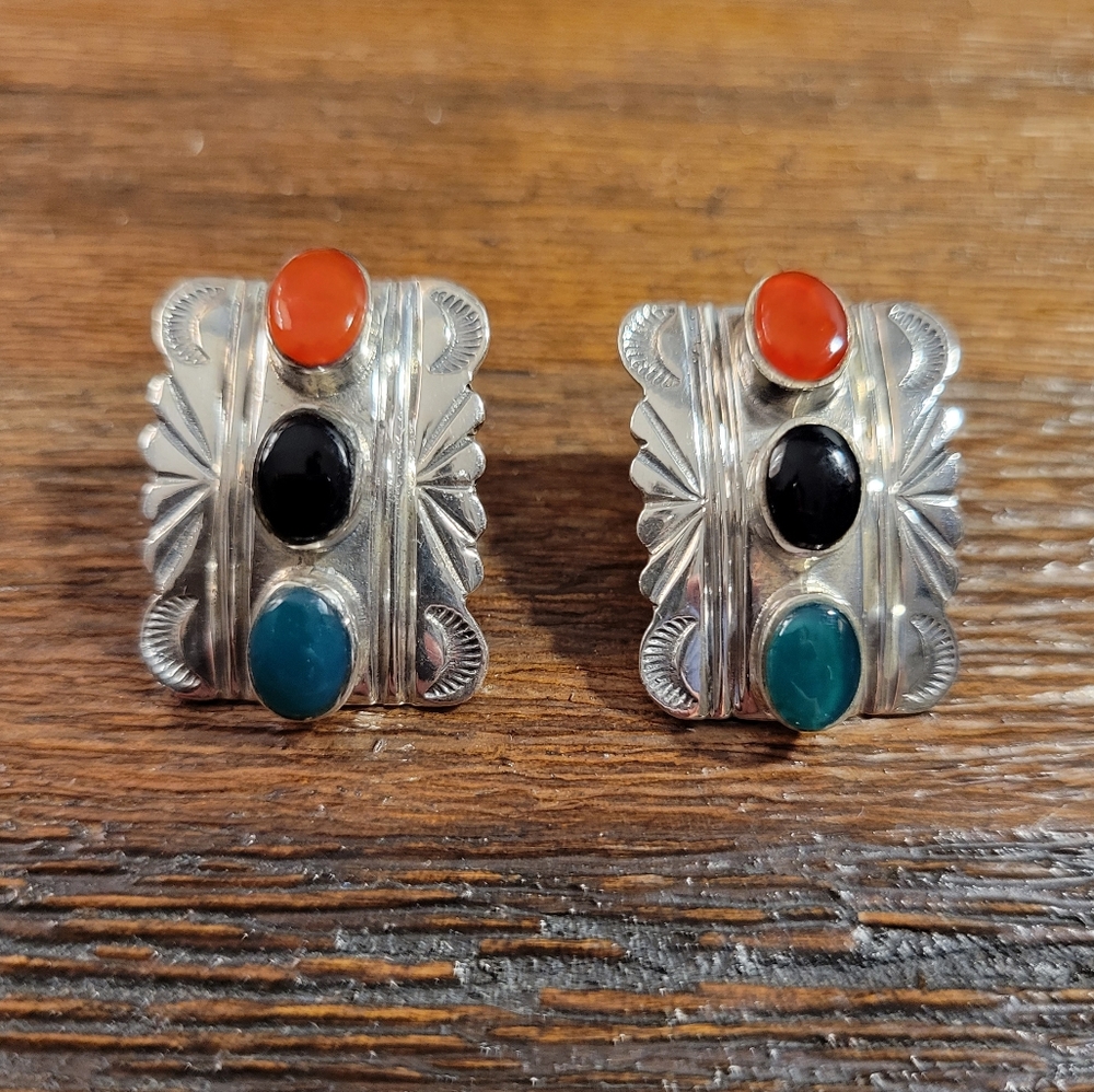 Vintage Sterling Silver Multiple Stone Earrings